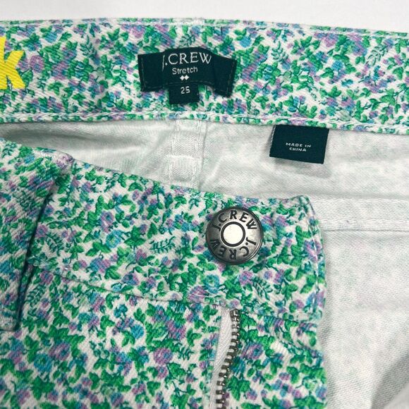J.Crew Green/Purple Floral Toothpick Skinny Stretch Jeans Women's Size 25 - Picture 5 of 9